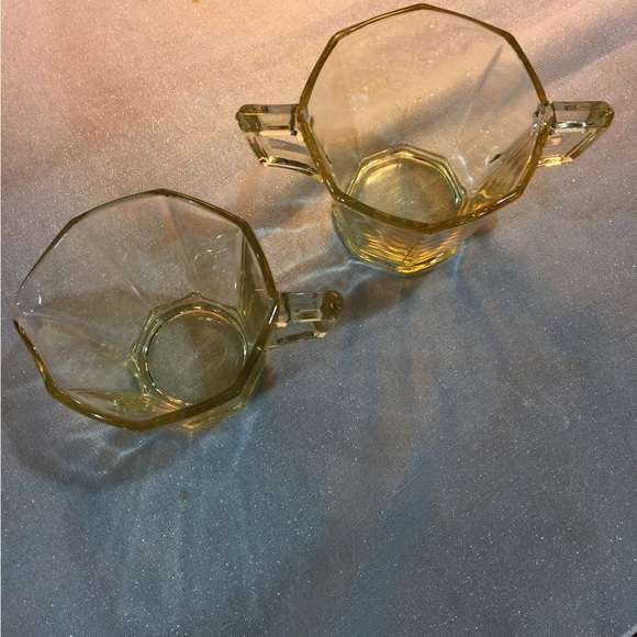 Vtg Heisey Yellow Sahara Glass Cream Sugar - Picture 3 of 7